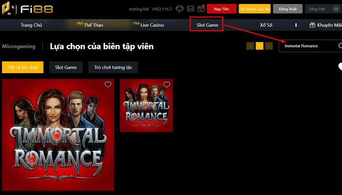 chơi game Immortal Romance slot
